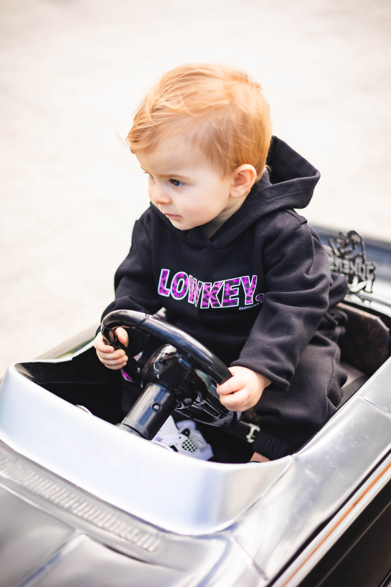 Purple Leopard Kid's Hoodie black