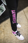 Purple Leopard  Kid's Track Pants Black