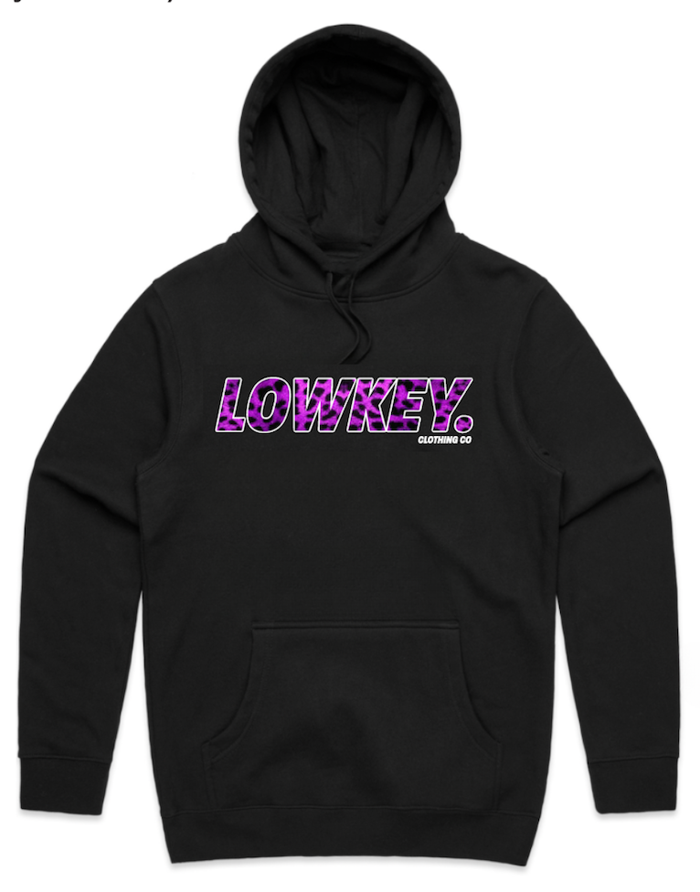 Purple Leopard Hoodie Black