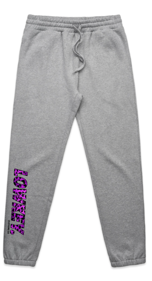 Purple Leopard  Kid's Track Pants Grey