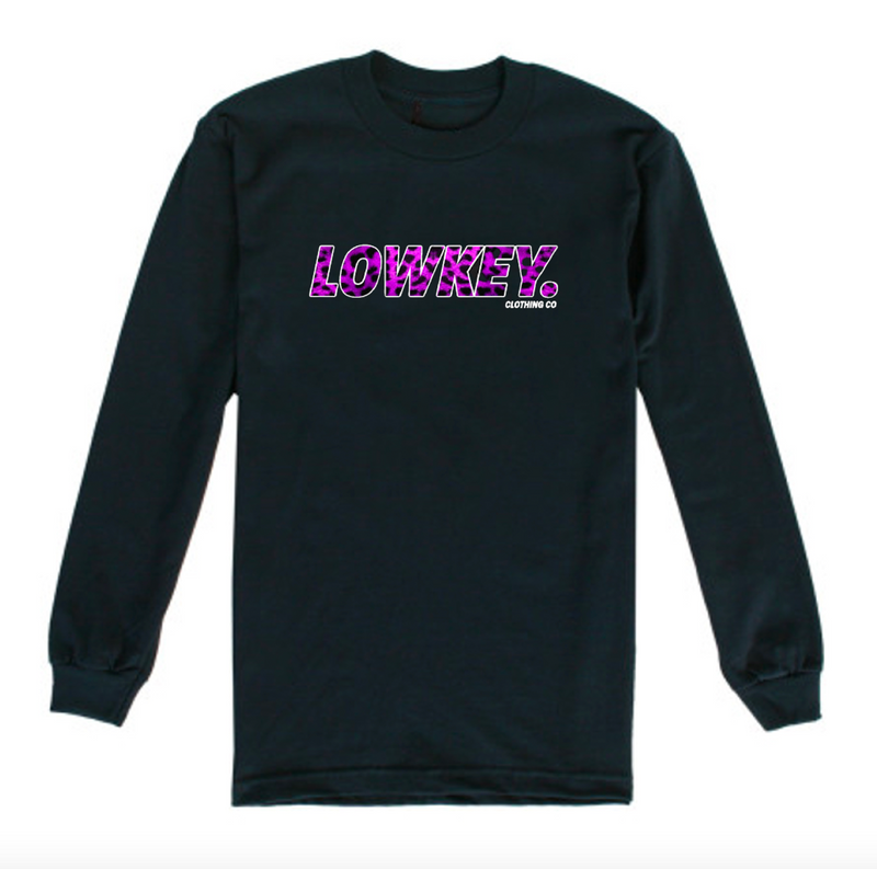 Purple Leopard Long Sleeve Black