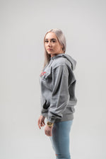 Red Roses Hoodie Grey