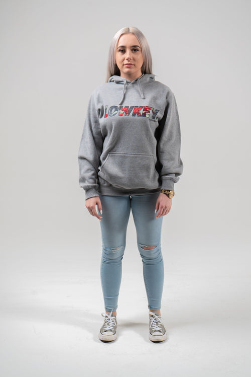 Red Roses Hoodie Grey