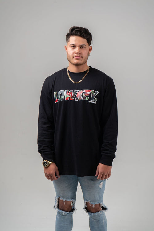 Red Roses Long Sleeve Black