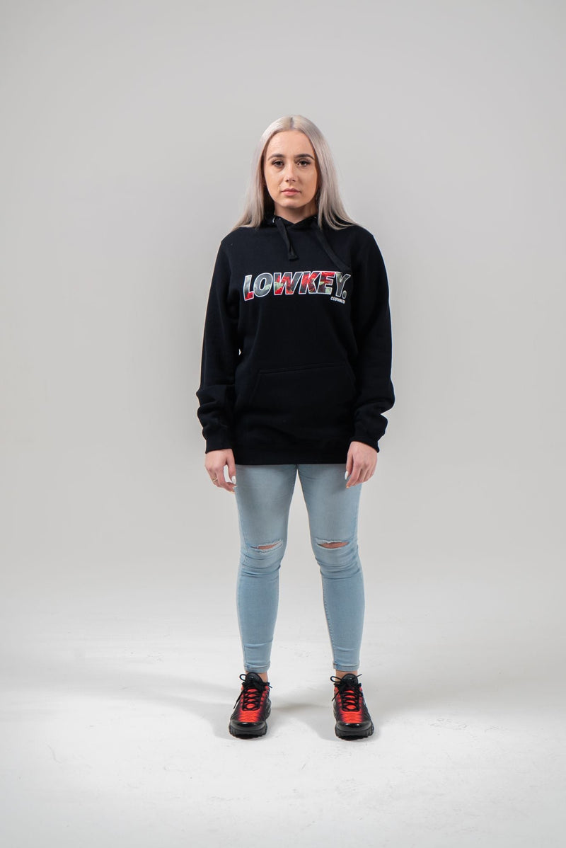 Red Roses Hoodie Black