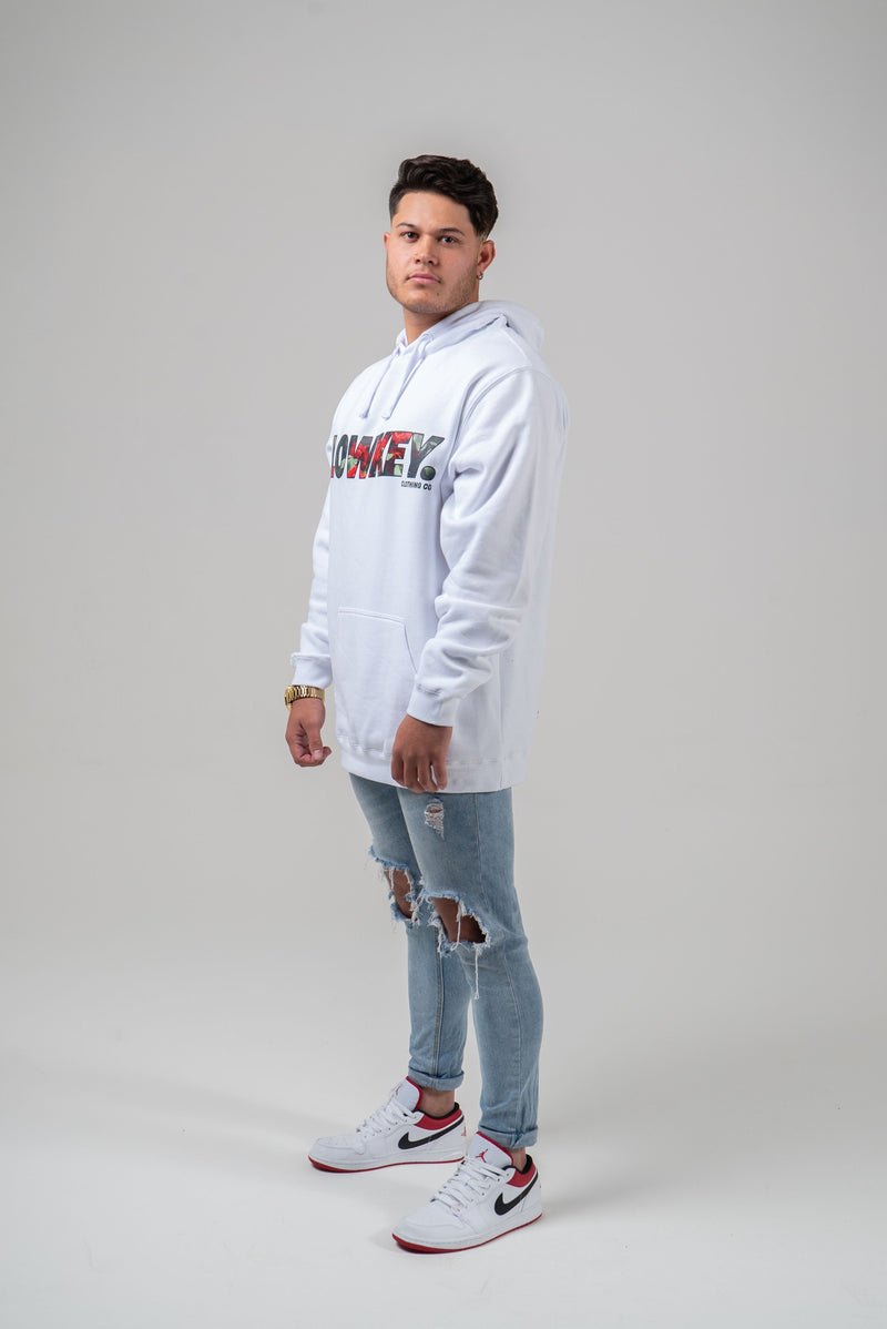 Red Roses Hoodie White