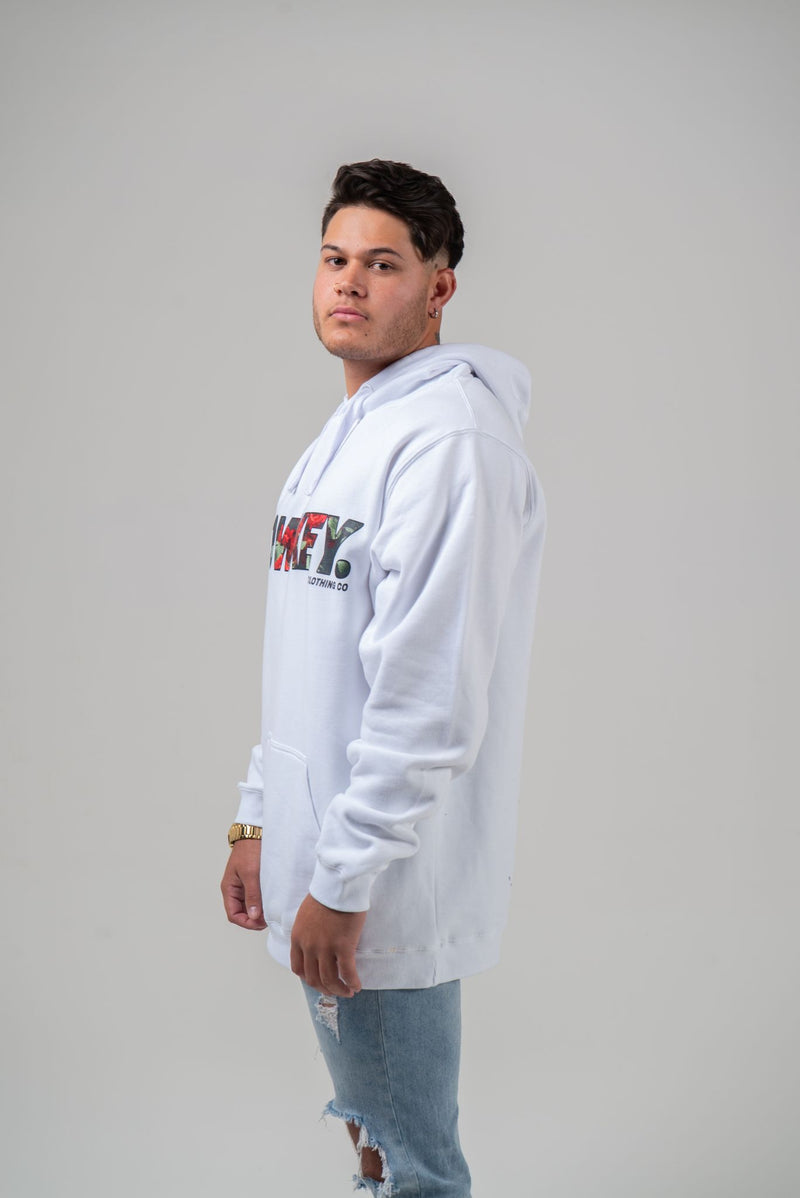 Red Roses Hoodie White